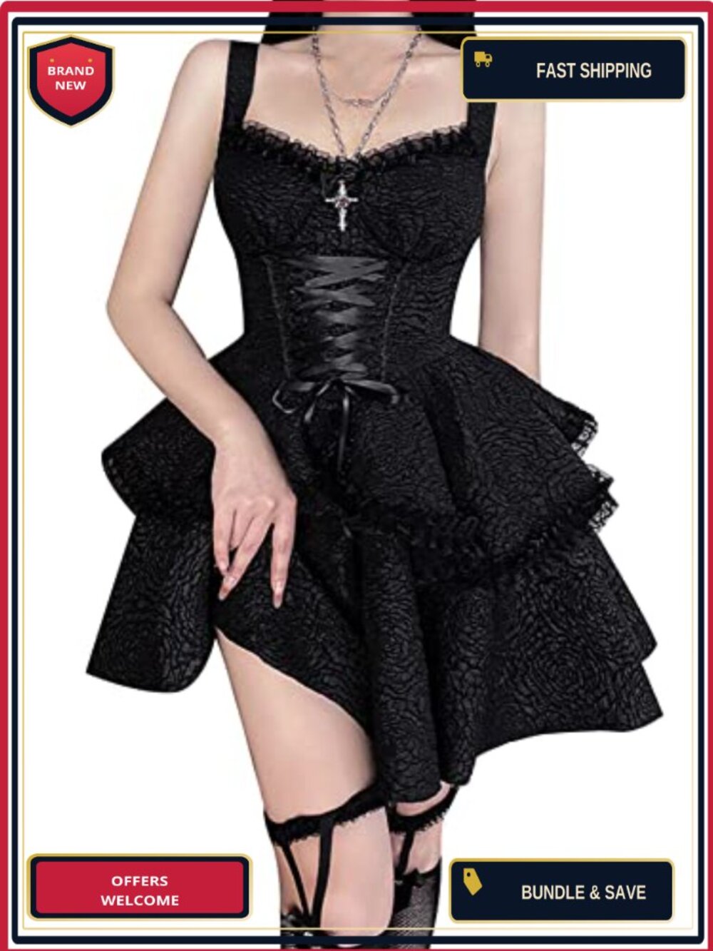 Gothic Lace-up Corset Dress Sleeveless A-line Bodycon Cosplay Party